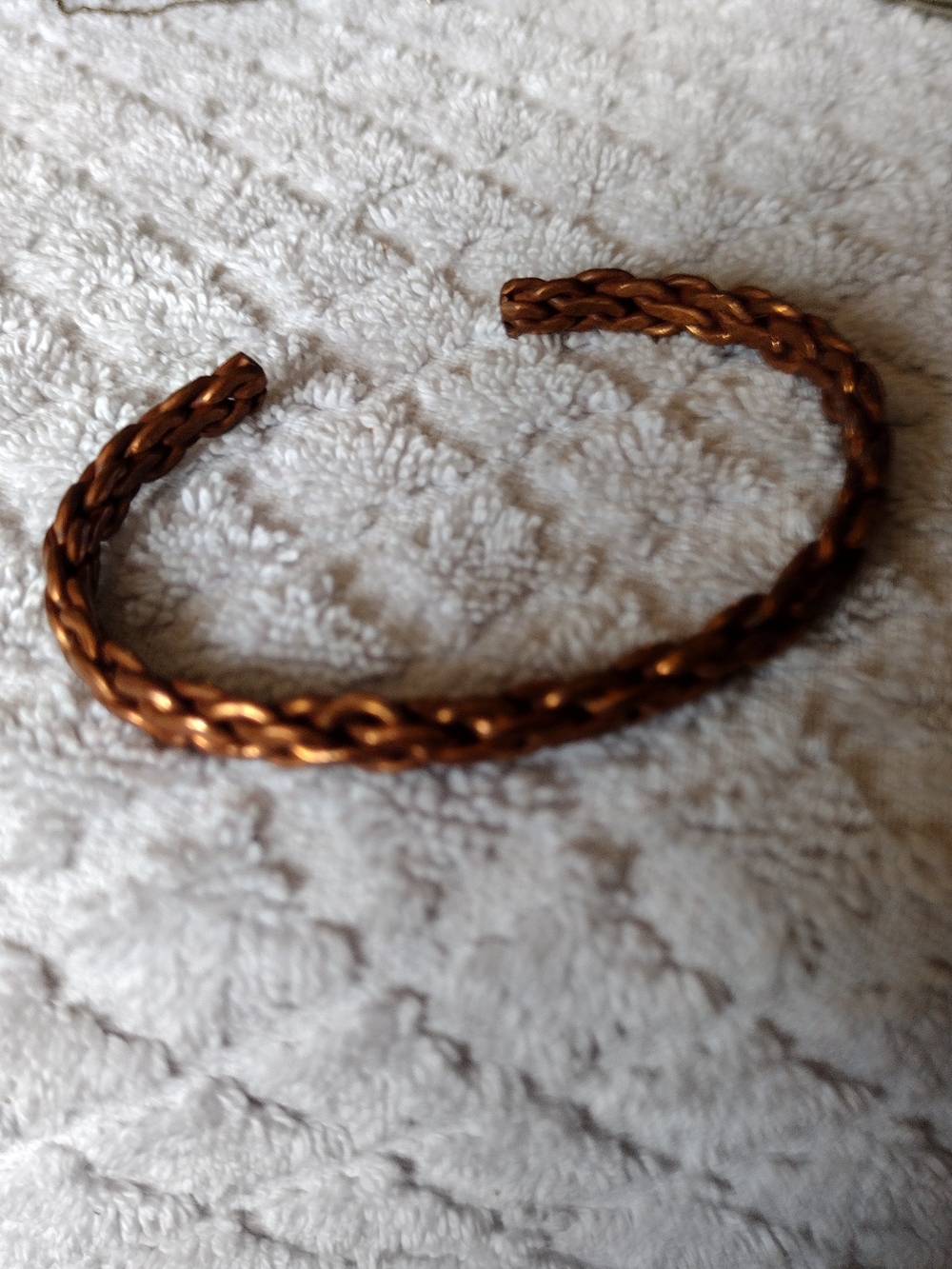 Copper Key Braided Copper-Tone Open Cuff Bracelet
